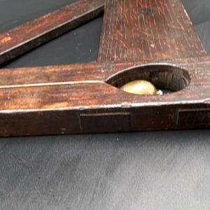 Antique 1800s Oak Carpenter's Square with Original Brass Plumb Bob | Mortise & Tenon | 12" x 18" Collectible