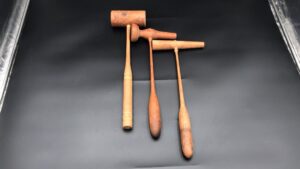 Rare Knotty Pine Leatherworking Mallets, Set of 3