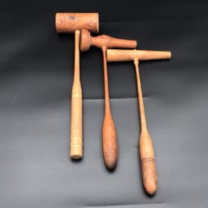 Rare Knotty Pine Leatherworking Mallets, Set of 3