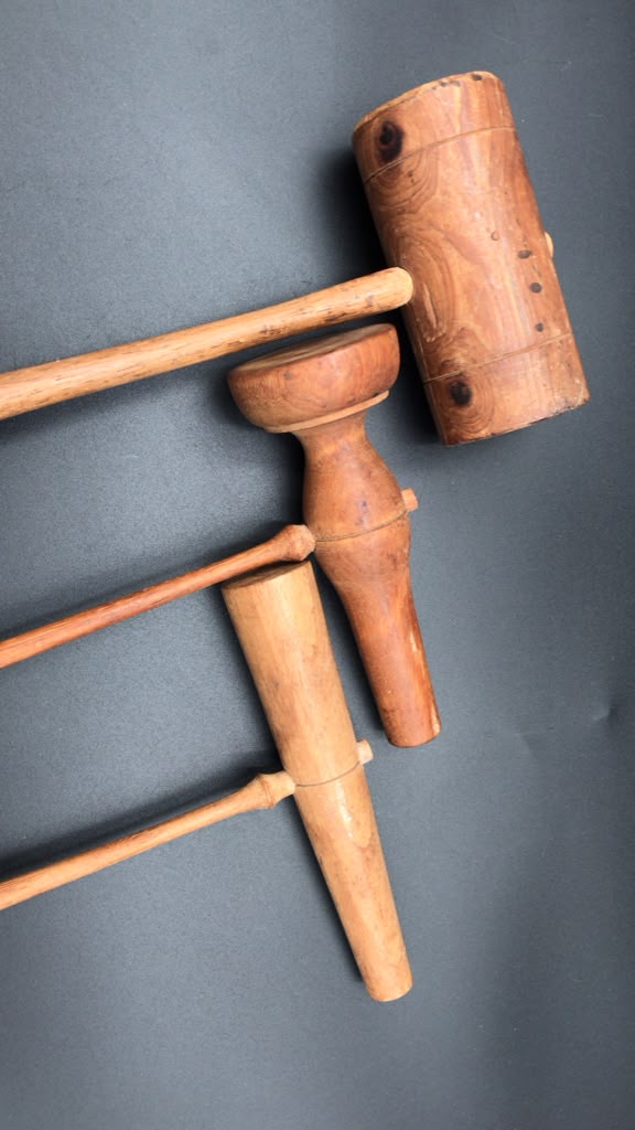 Rare Knotty Pine Leatherworking Mallets, Set of 3 - Image 3